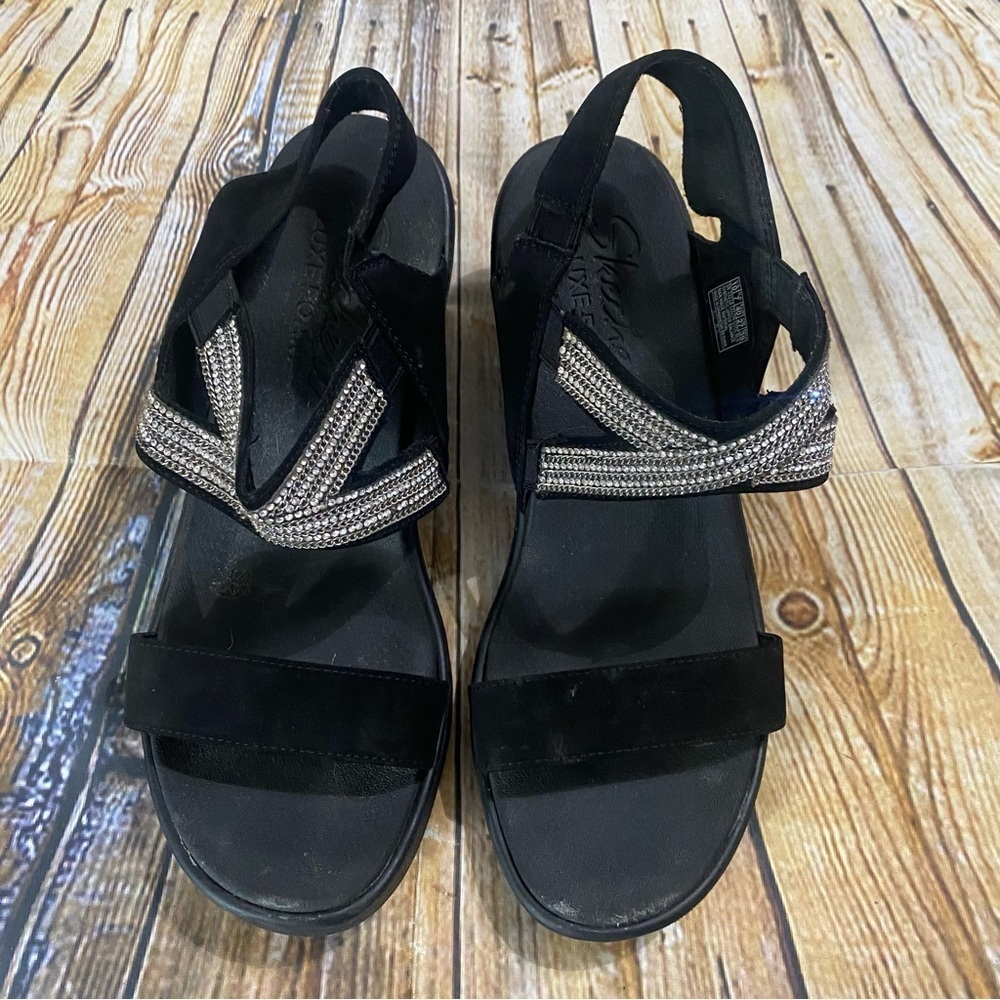 Skechers Rumble On Luxe Foam 3” Wedge Heels Sandals